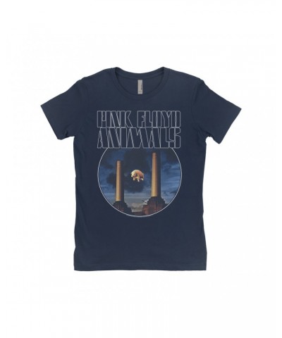 Pink Floyd Ladies' Boyfriend T-Shirt | Animals Album Blue Image Shirt $8.73 Shirts